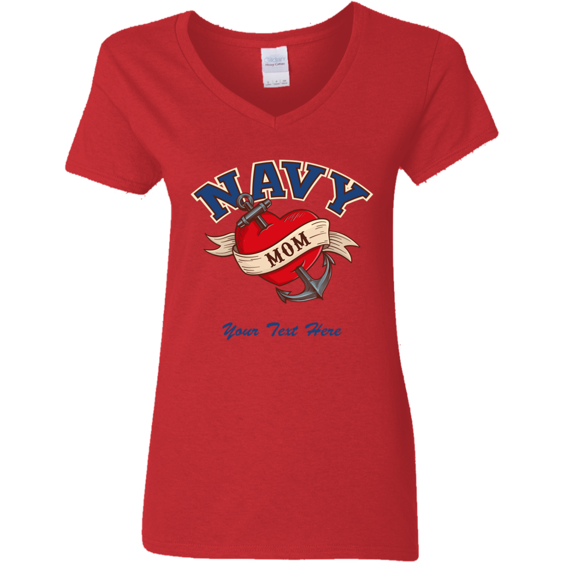 Customizable Navy Mom V-Neck T-Shirt