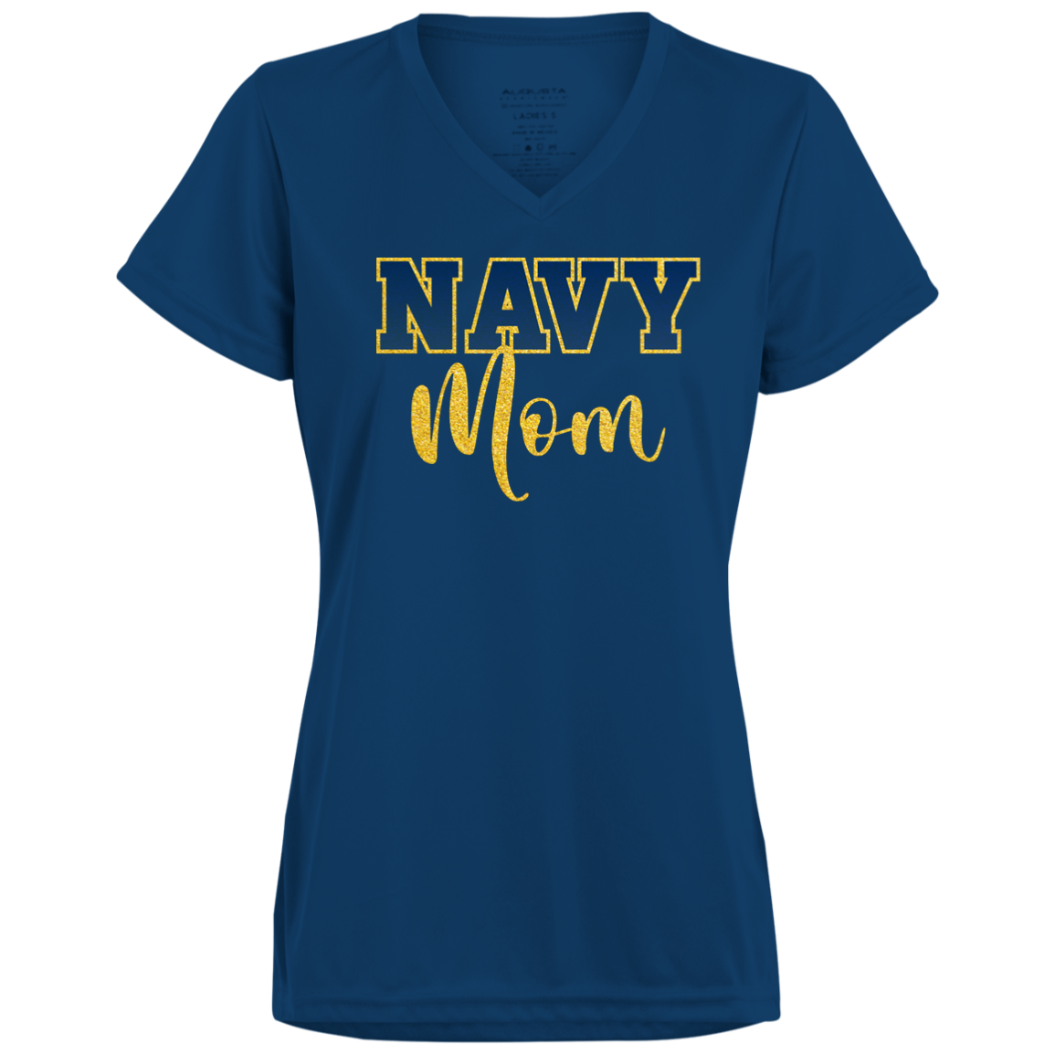 Navy Mom Ladies’ Moisture-Wicking V-Neck Tee