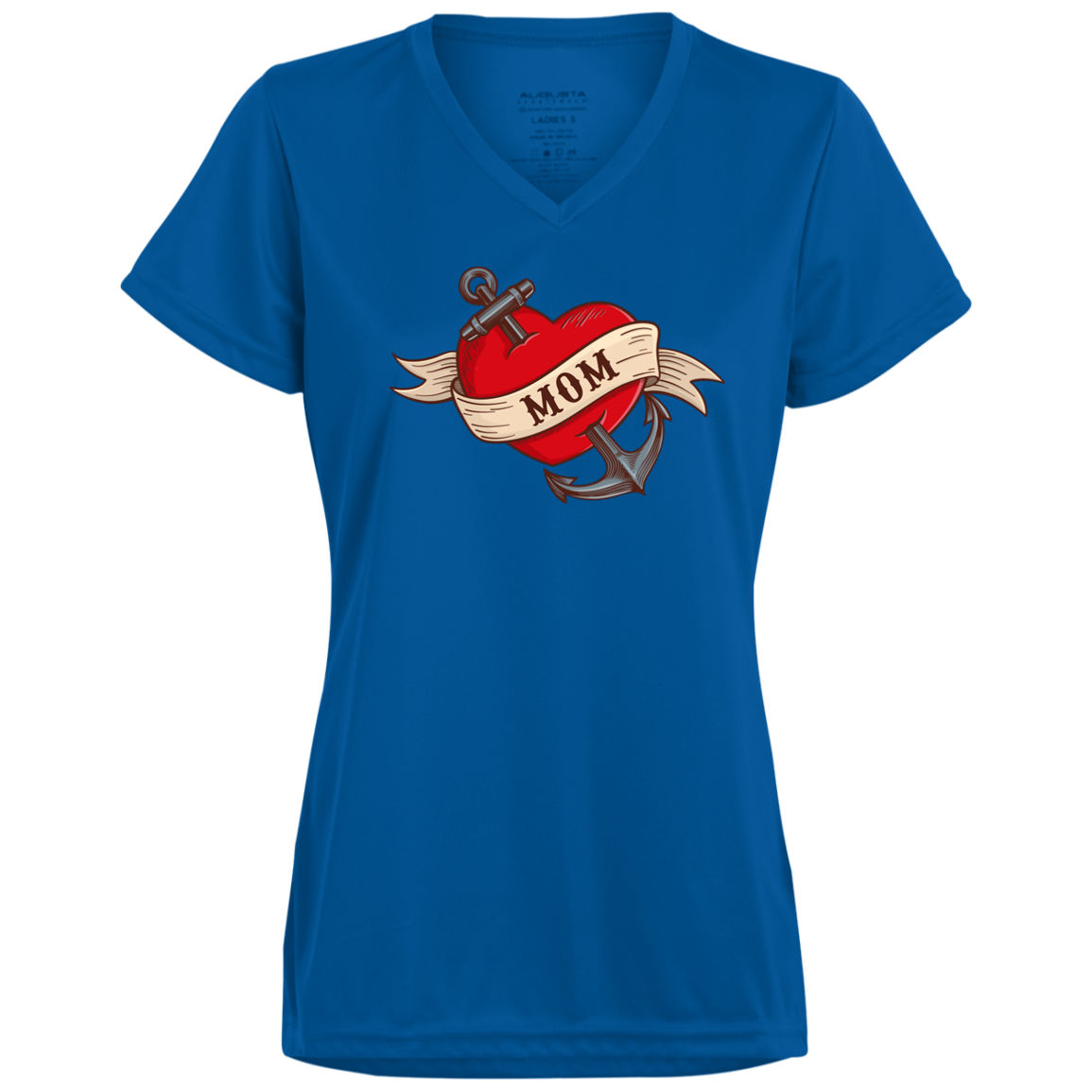 Mom Flash Tattoo Moisture Wicking V-Neck Tee