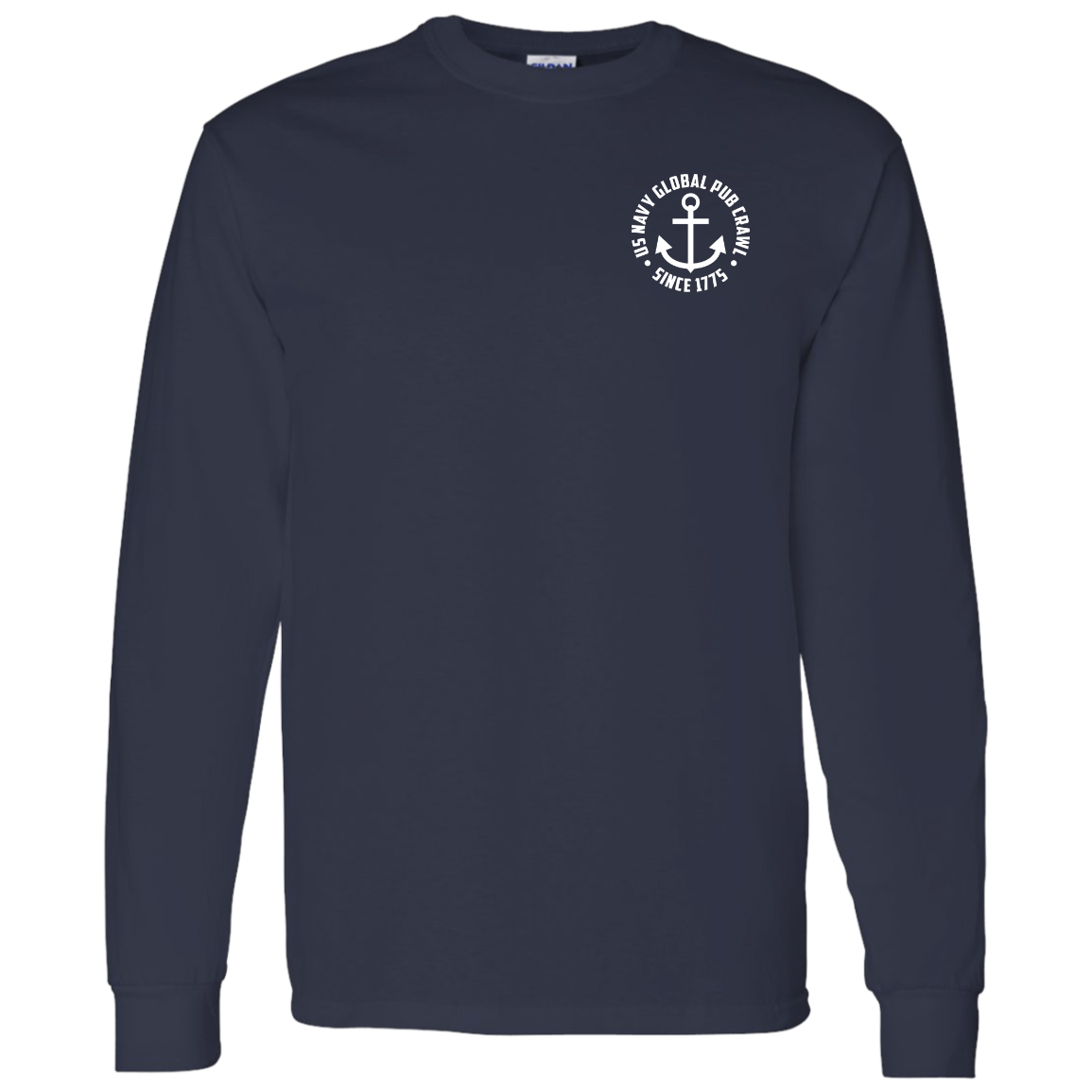 Navy Pub Crawl Anchor Design Long Sleeve