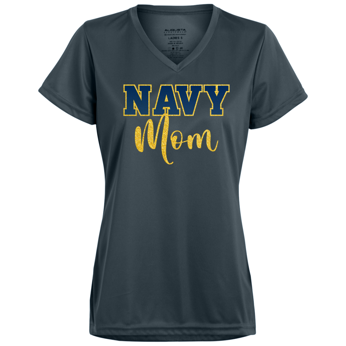 Navy Mom Ladies’ Moisture-Wicking V-Neck Tee