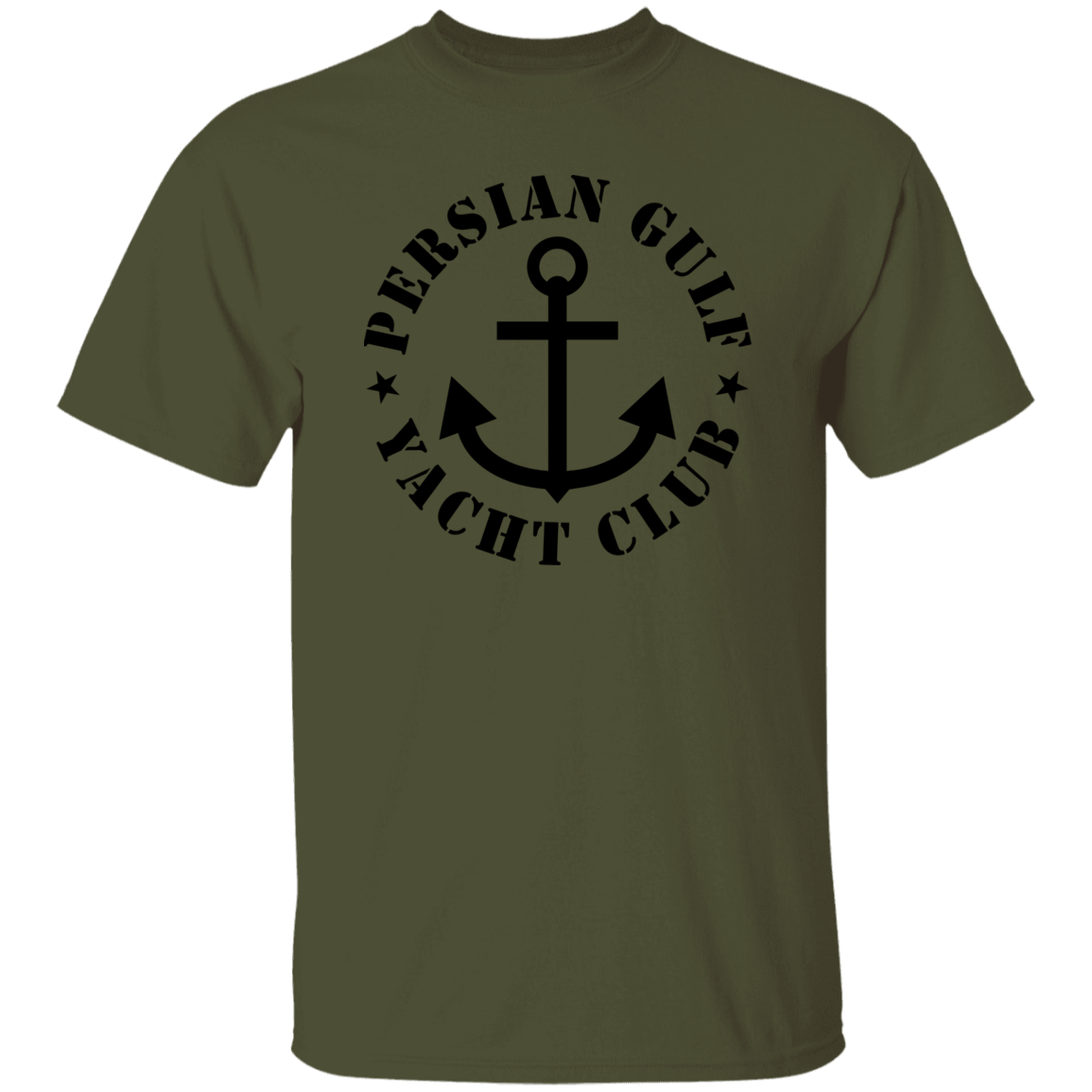 PERSIAN GULF YACHT CLUB ON BLACK DESIGN  TSHIRT