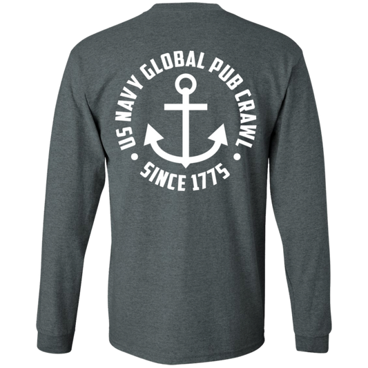 Navy Pub Crawl Anchor Design Long Sleeve