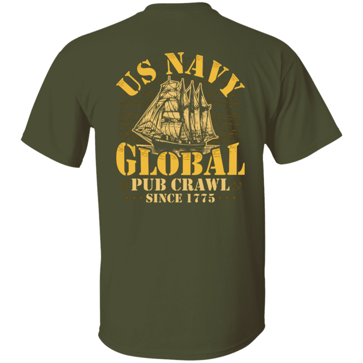 Navy Pub Crawl Design on Back