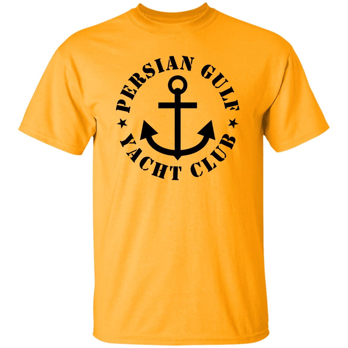 PERSIAN GULF YACHT CLUB ON BLACK DESIGN  TSHIRT