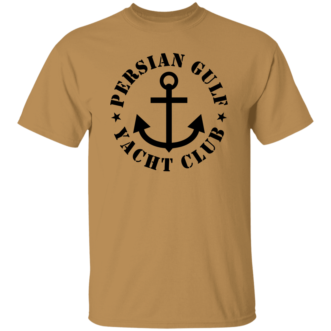 PERSIAN GULF YACHT CLUB ON BLACK DESIGN  TSHIRT