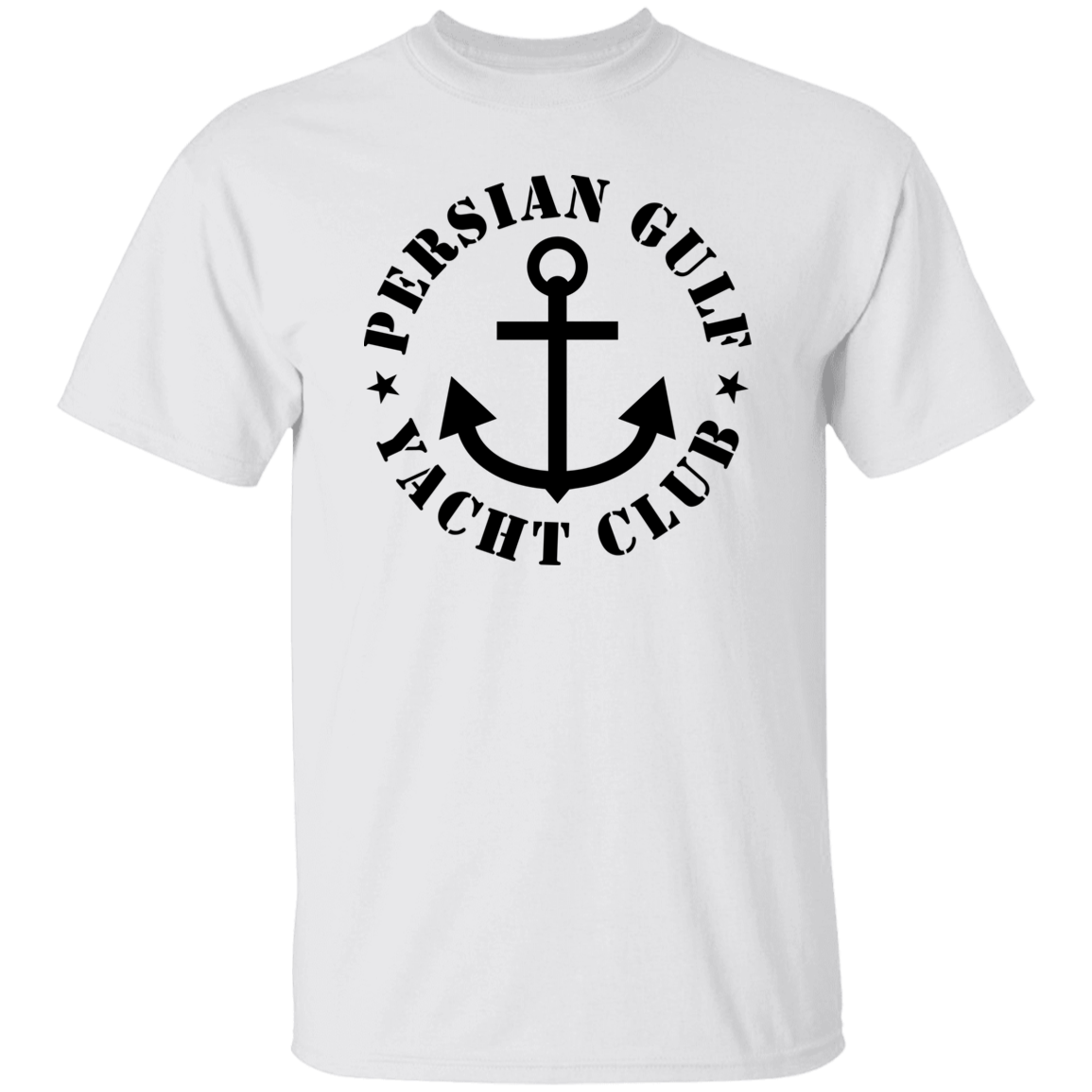 PERSIAN GULF YACHT CLUB ON BLACK DESIGN  TSHIRT