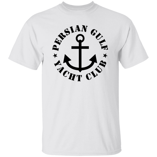 PERSIAN GULF YACHT CLUB ON BLACK DESIGN  TSHIRT