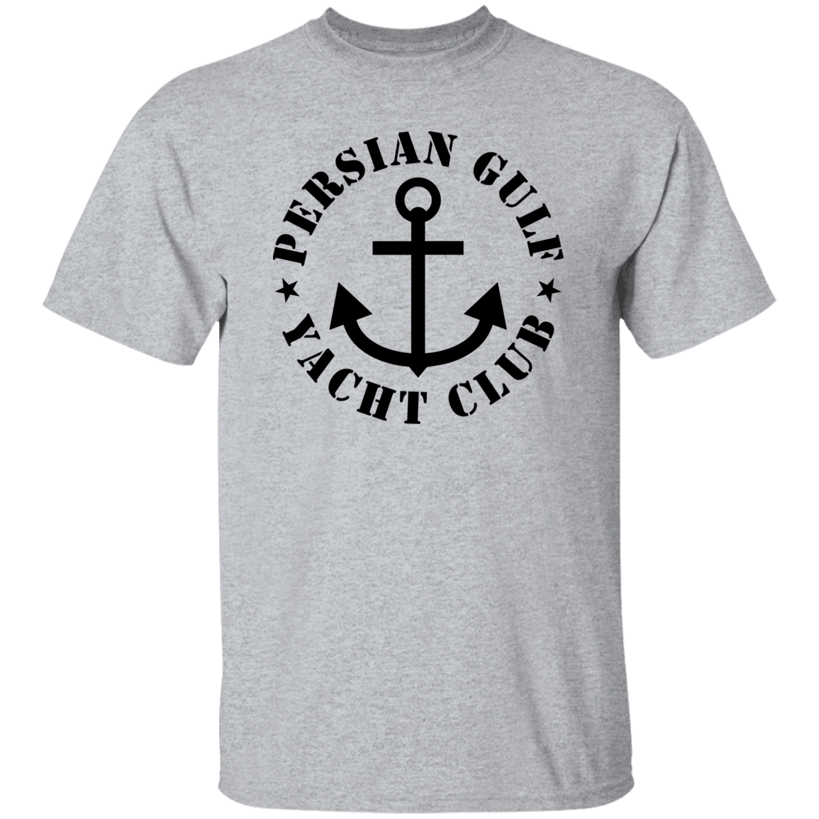 PERSIAN GULF YACHT CLUB ON BLACK DESIGN  TSHIRT