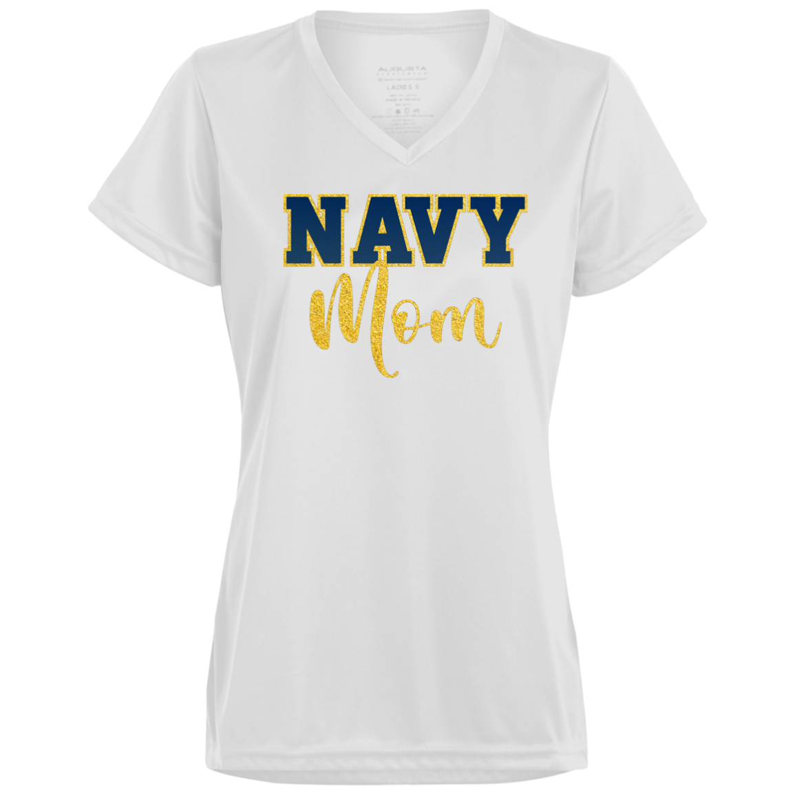 Navy Mom Ladies’ Moisture-Wicking V-Neck Tee