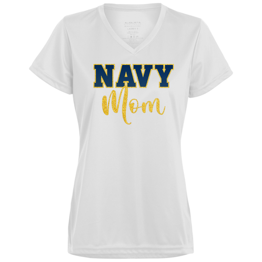 Navy Mom Ladies’ Moisture-Wicking V-Neck Tee