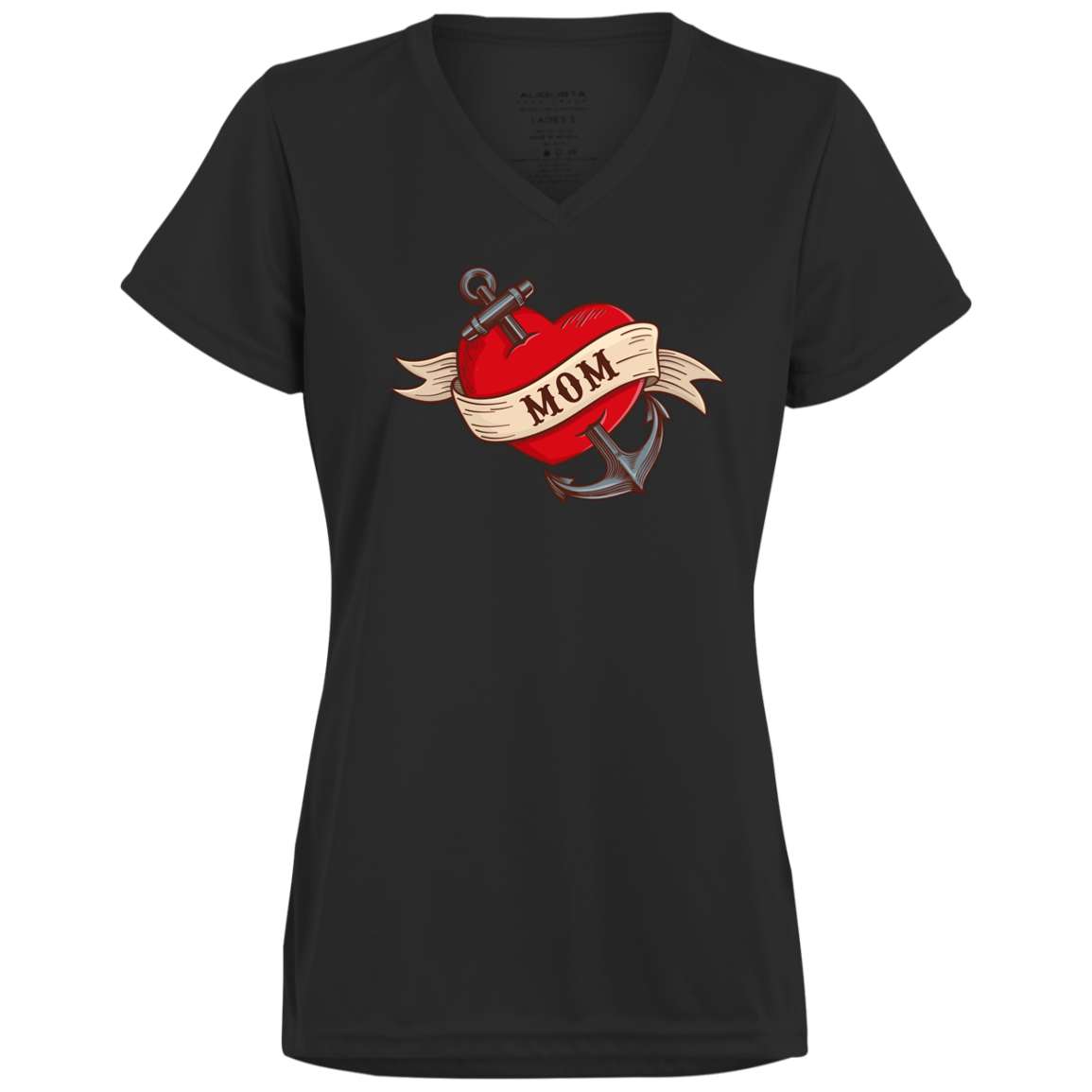 Mom Flash Tattoo Moisture Wicking V-Neck Tee