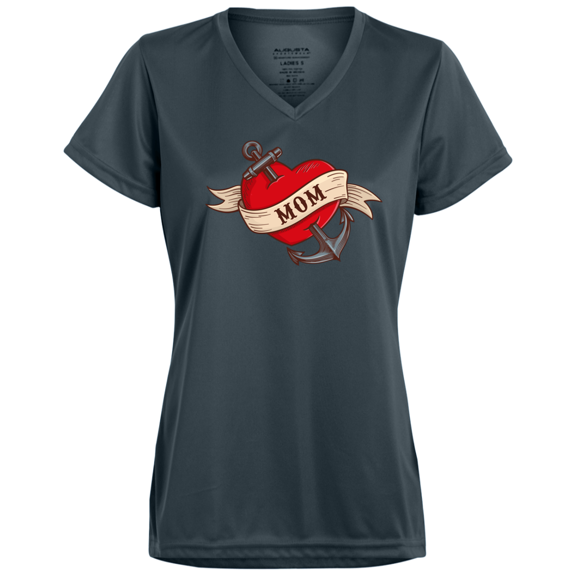 Mom Flash Tattoo Moisture Wicking V-Neck Tee