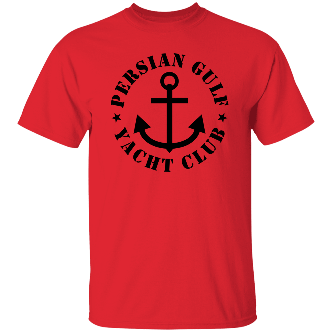 PERSIAN GULF YACHT CLUB ON BLACK DESIGN  TSHIRT