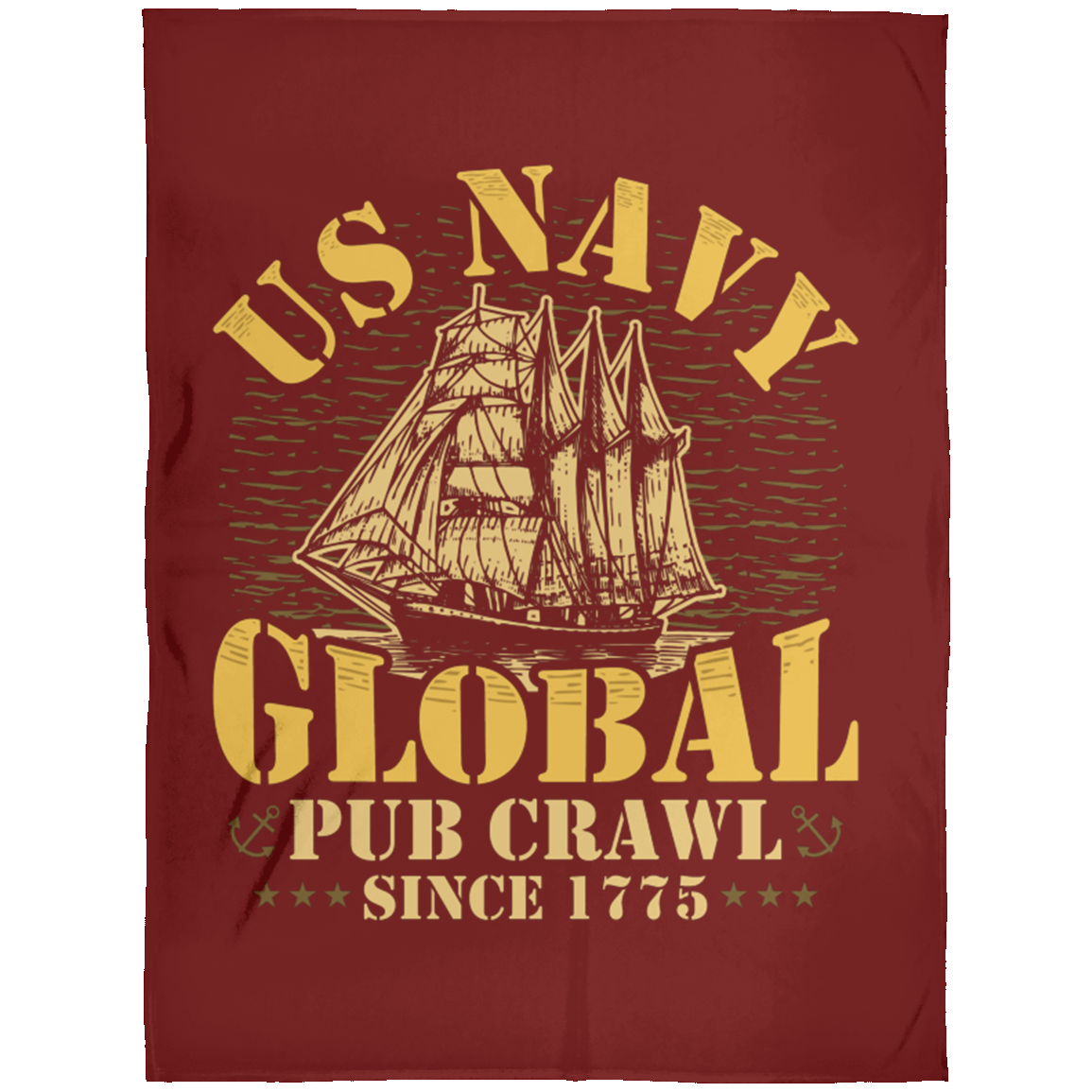 US Navy Pub Crawl Ship Design Fleece Blanket 60x80