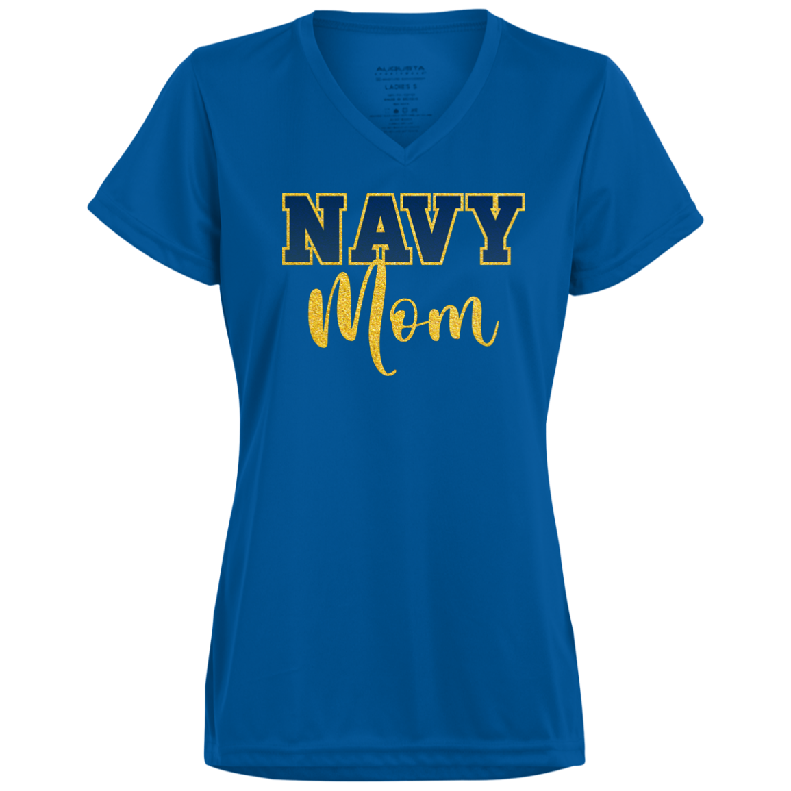 Navy Mom Ladies’ Moisture-Wicking V-Neck Tee