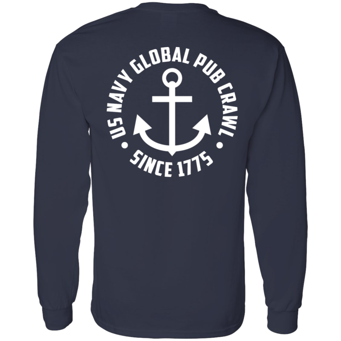 Navy Pub Crawl Anchor Design Long Sleeve