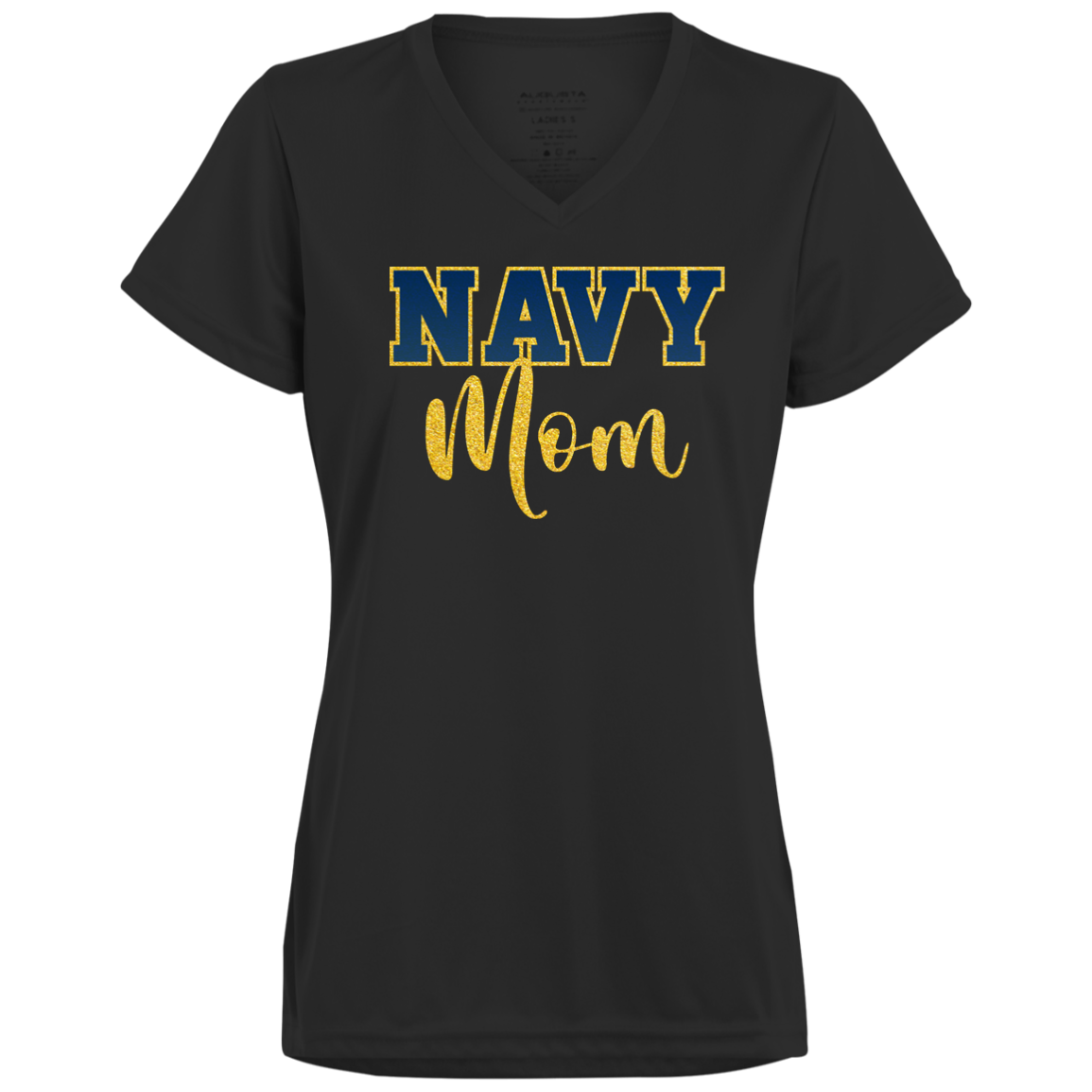 Navy Mom Ladies’ Moisture-Wicking V-Neck Tee