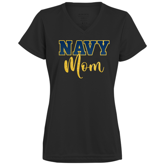 Navy Mom Ladies’ Moisture-Wicking V-Neck Tee