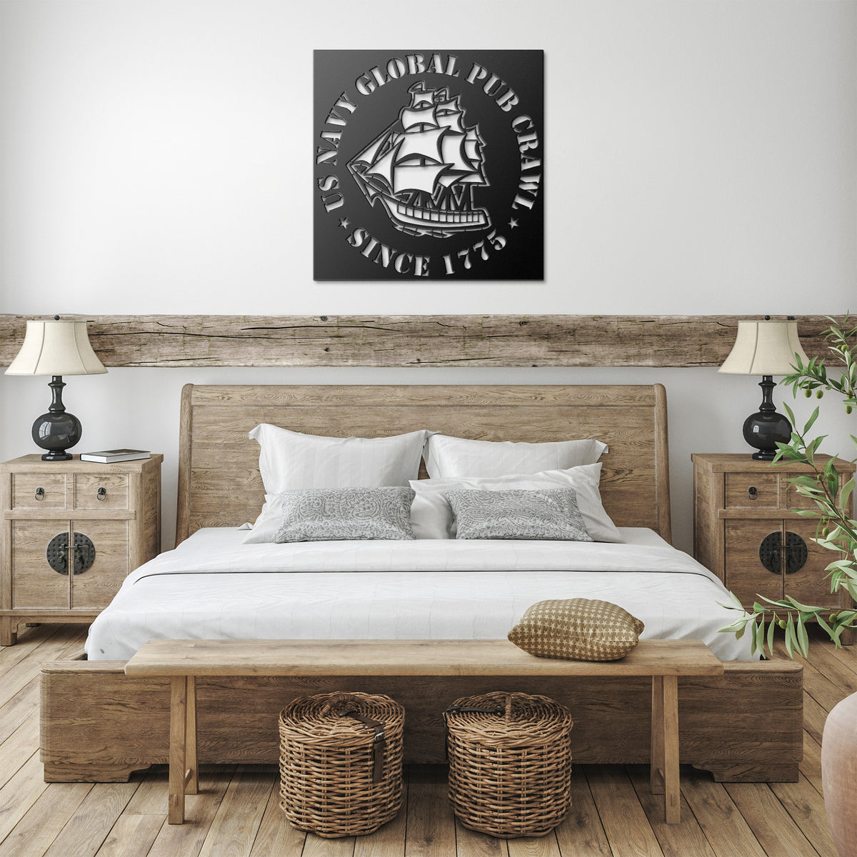 US Navy Global Pub Crawl Round Design Metal Wall Art