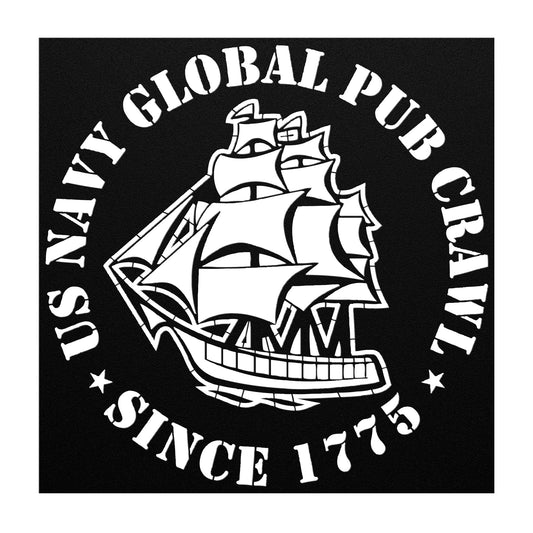 US Navy Global Pub Crawl Round Design Metal Wall Art