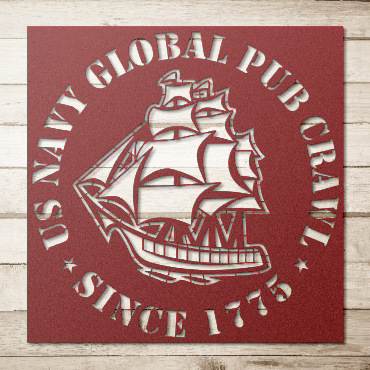 US Navy Global Pub Crawl Round Design Metal Wall Art
