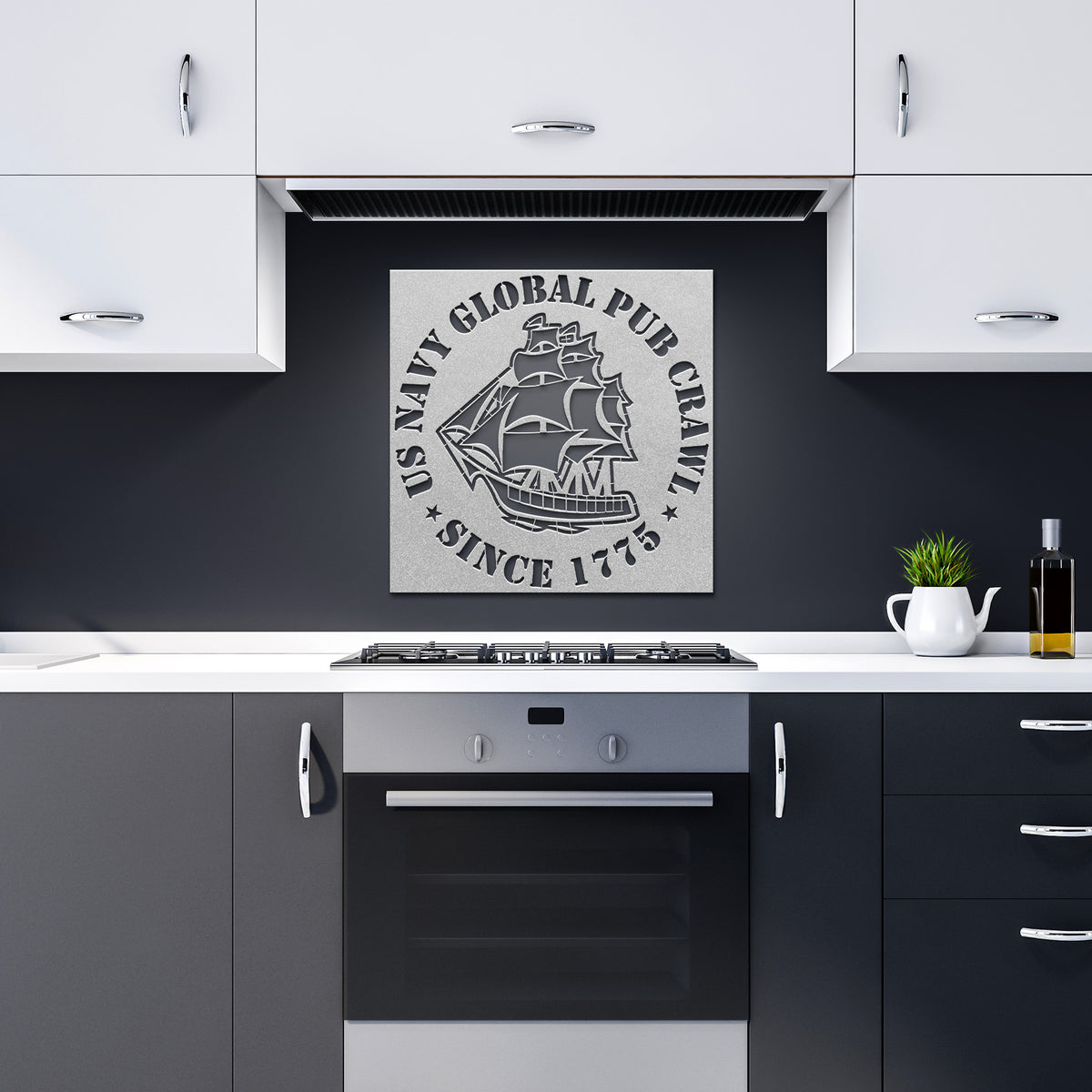 US Navy Global Pub Crawl Round Design Metal Wall Art